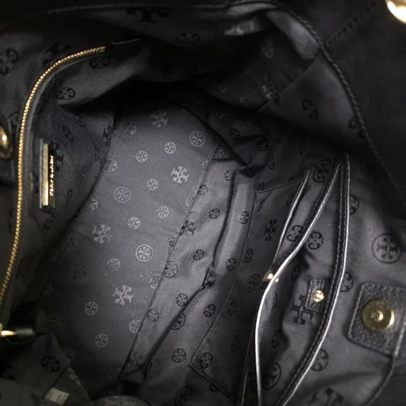 Tory BurchBritten Black Leather Hobo Bag